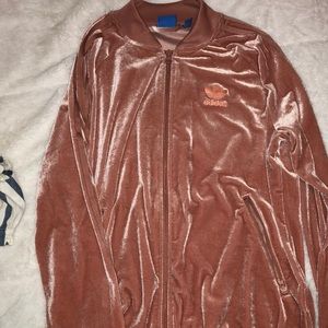 Rose Gold velvet Adidas zip up!!